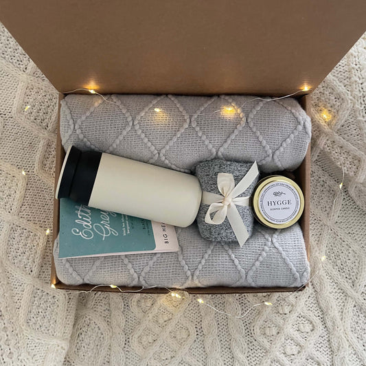 Hygge Gift Box with Blanket & Socks | Get well soon | Sympathy Gift Basket
