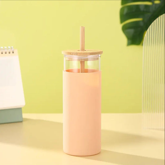 Glass bottle with a silicon cover add-on - Toffee