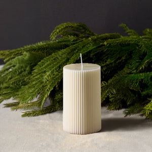 Vanilla Milk Scented Ribbed Pillar Candle