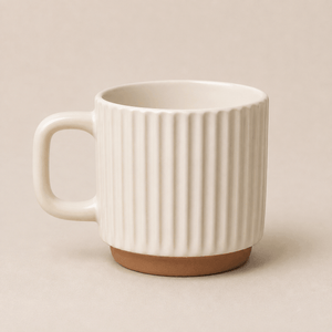 Ivory Fluted Stoneware Coffee Mug