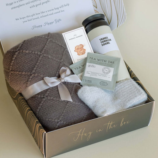 Stress Relief Comfort Gift Box for Women & Men | Gift Basket with Blanket and Socks | Self Care Package with Same Day Shipping