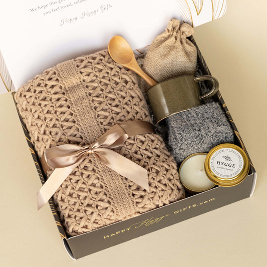 Get Well Soon Care Package | Cozy Gift Set with Blanket, Socks, Candle, & Hot Chocolate | Same Day Shipping