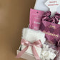 Galentine's Day Spa & Chocolate Gift Box Set with Bath Soak, Raspberry Chocolate, and Cozy Accessories