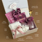 Galentine's Day Spa & Chocolate Gift Box Set with Bath Soak, Raspberry Chocolate, and Cozy Accessories