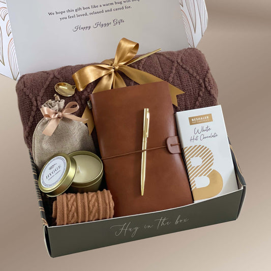 Comfort & Care Gift Box for Special Occasion - Cozy Blanket, Warm Socks, Scented Candle, Hot Chocolate | Get Well & Thinking of You Gift Basket