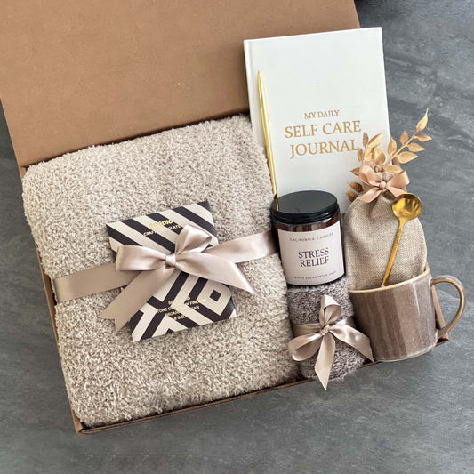 Ultimate Self-Care Gift Basket for Her - Featuring Buttery Soft Chenille Blanket & Premium Luxe Items