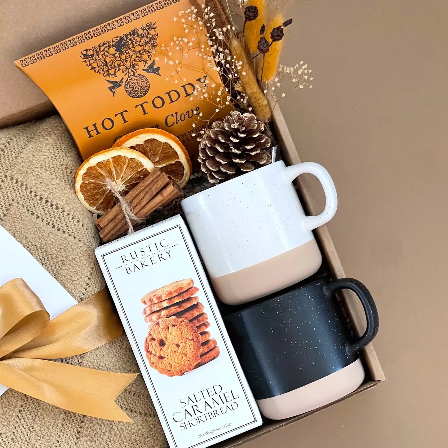 Gift Basket for Couples | Gift Set with Two Mugs, Hot Toddy Mix