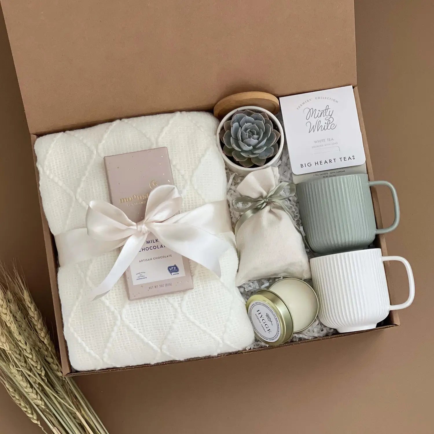Fall Gift Set for Two | Gift Box with Succulent, Mugs, Blanket & More ...