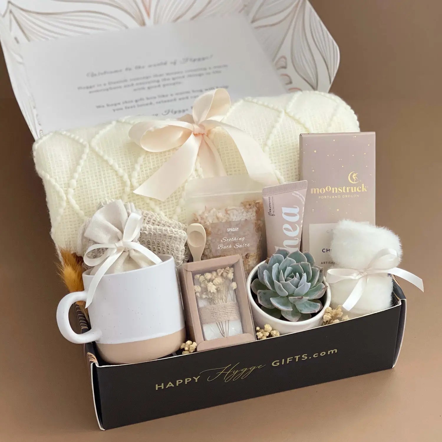 Cozy Fall Gift Basket for Her | Gift Set with Bath Salts & Succulent ...