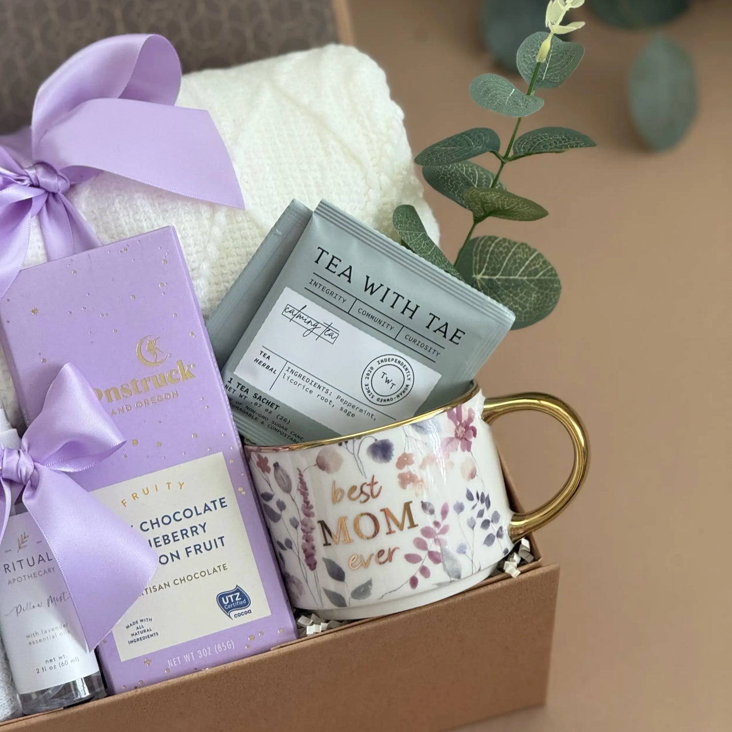tea tree lavender mint holiday gift set Lavender Serenity Gift Box – Blanket, Mug, Tea, Chocolate & Spa Gift S – Happy Hygge Gifts