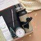 Ultimate Men’s Holiday Gift Box | Black & White Plaid Scarf, Stainless Steel Tumbler, Refillable Notebook, Coffee & More