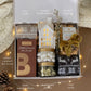 Cozy Christmas Gift Basket for Two: Nordic Socks, Hot Chocolate, Marshmallows, Champagne Chocolates & Ceramic Candle Holder