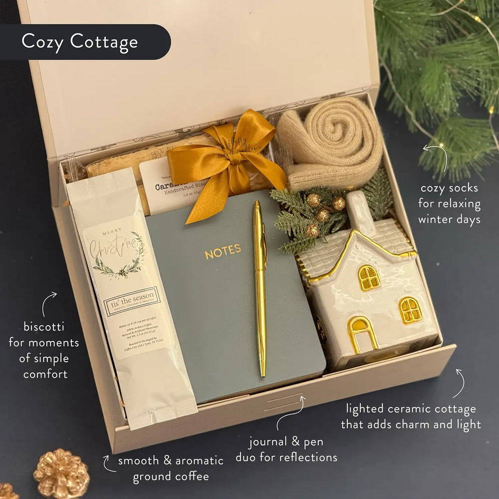 Cozy Cottage Gift Box | Journal, Coffee & Candlelight Holiday Comforts ...