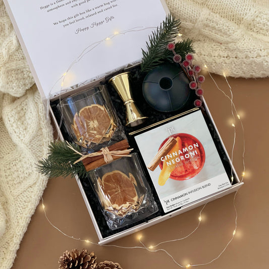 Classic Negroni Cocktail Holiday Gift Set - Old Fashioned Glasses & Premium Cocktail Mix