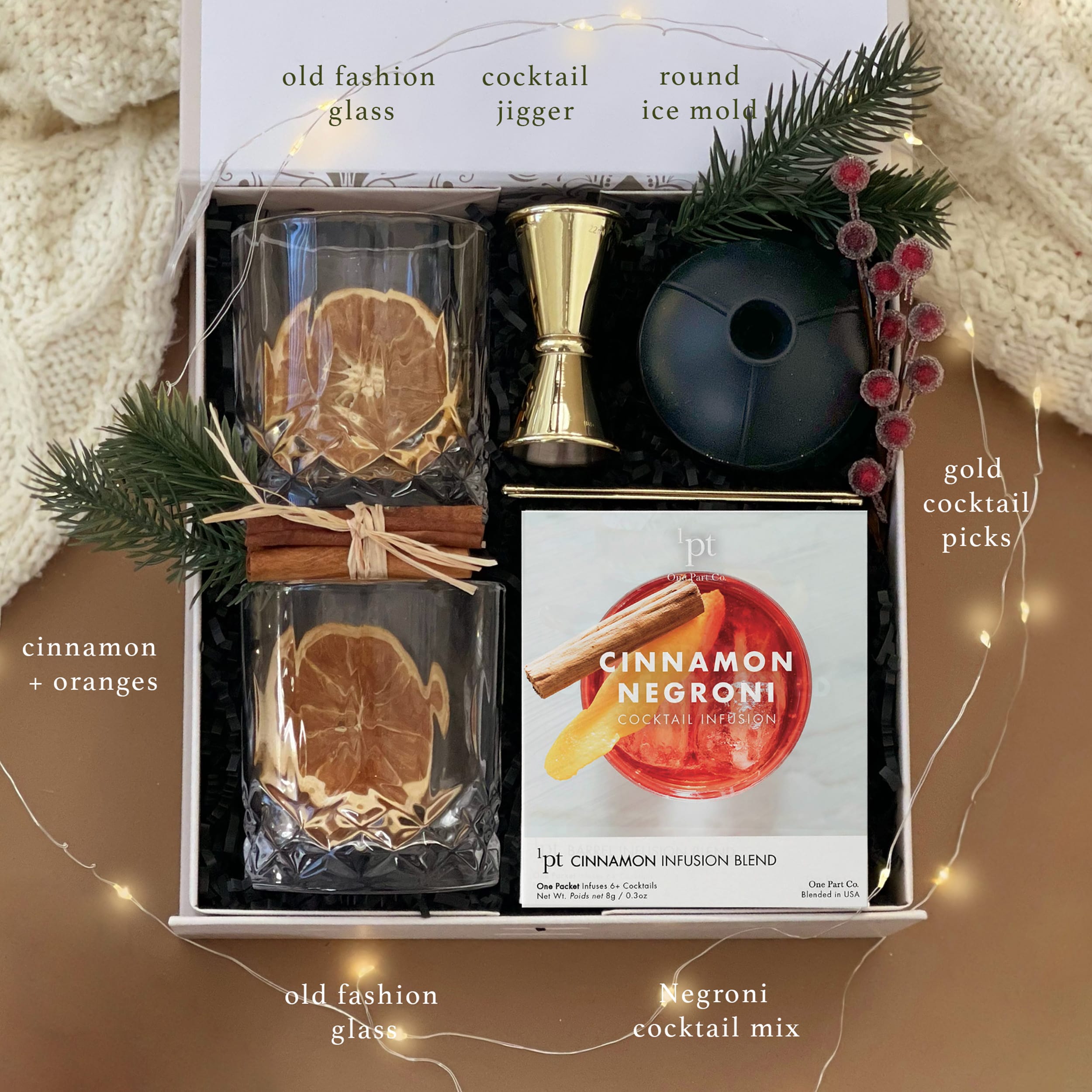 Classic Negroni Holiday Gift Set | Old Fashioned Glasses