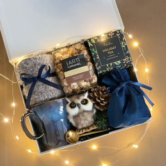 Comfort & Joy Hygge Box | Cute Holiday Gift Basket with Cozy Socks & Seasonal Delights