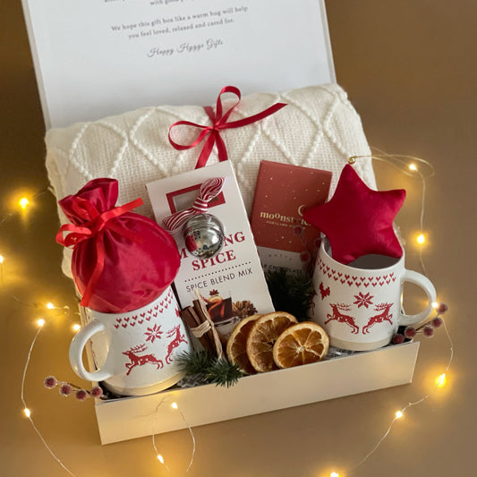 Cozy Together Hygge Gift Basket | Couple’s Holiday Gift Set with Blanket & Premium Festive Treats