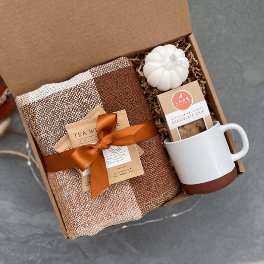 Care Package for Her & Him | Handmade Self Care Gift Box with Plaid Blanket | Fall Hygge Gift Basket