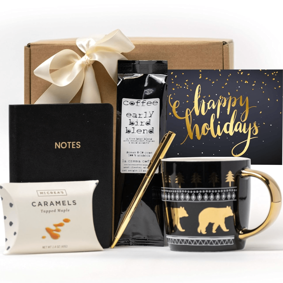 Happy Holidays! Flavored Coffee Gift Box w/Treats & Accessories