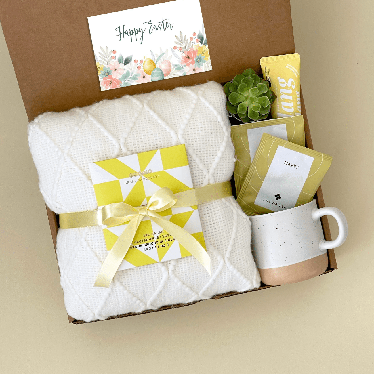 Easter Gift Basket for Women | Gift Box with Blanket & Succulent | Sel ...