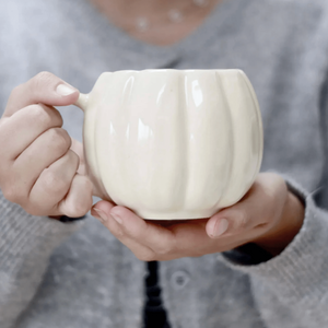 Pumpkin shaped ceramic mug