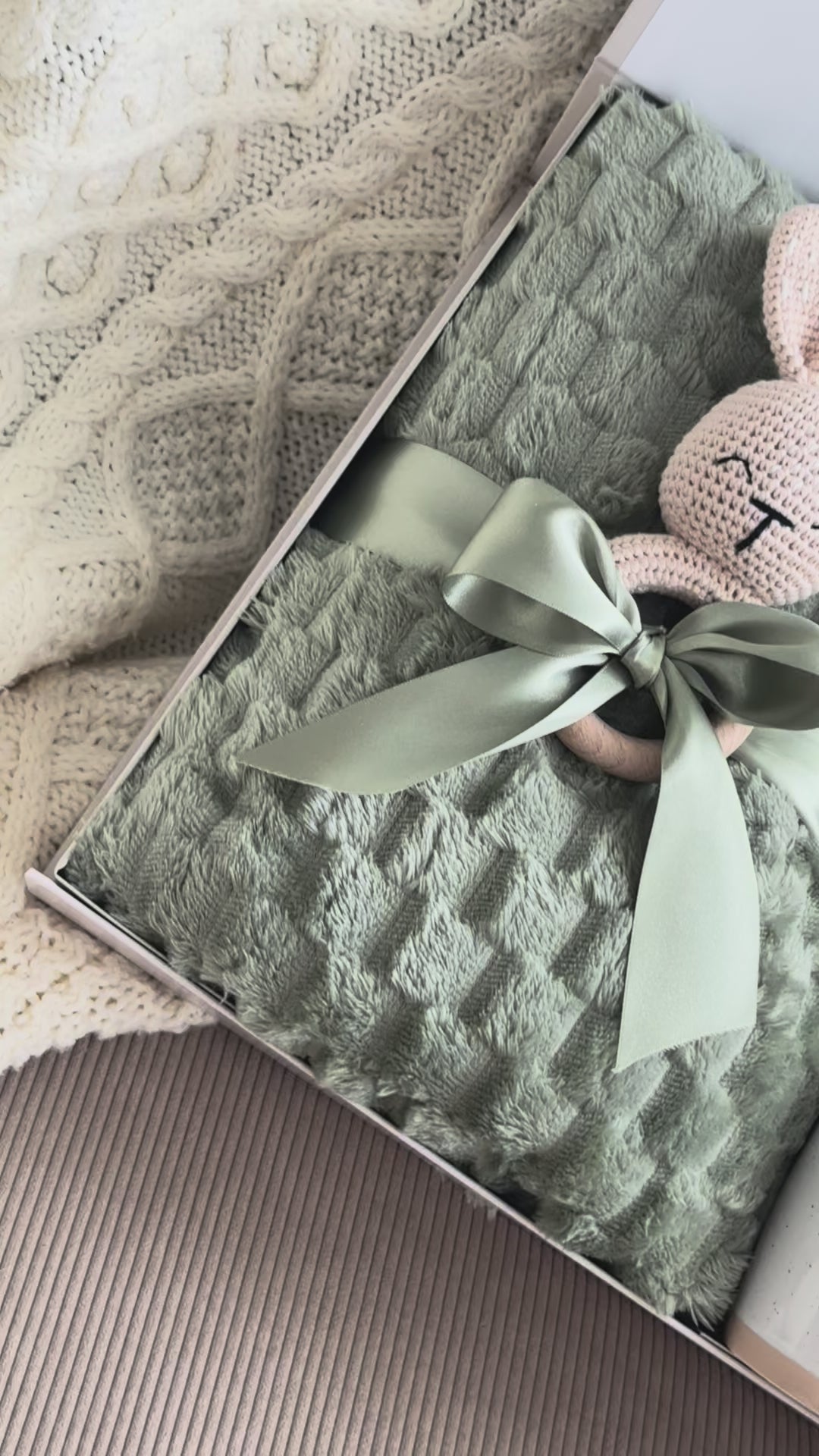 Sage Bunny Gift Box for Baby Showers & New Moms | Soothing Gift Set for Mama & Baby