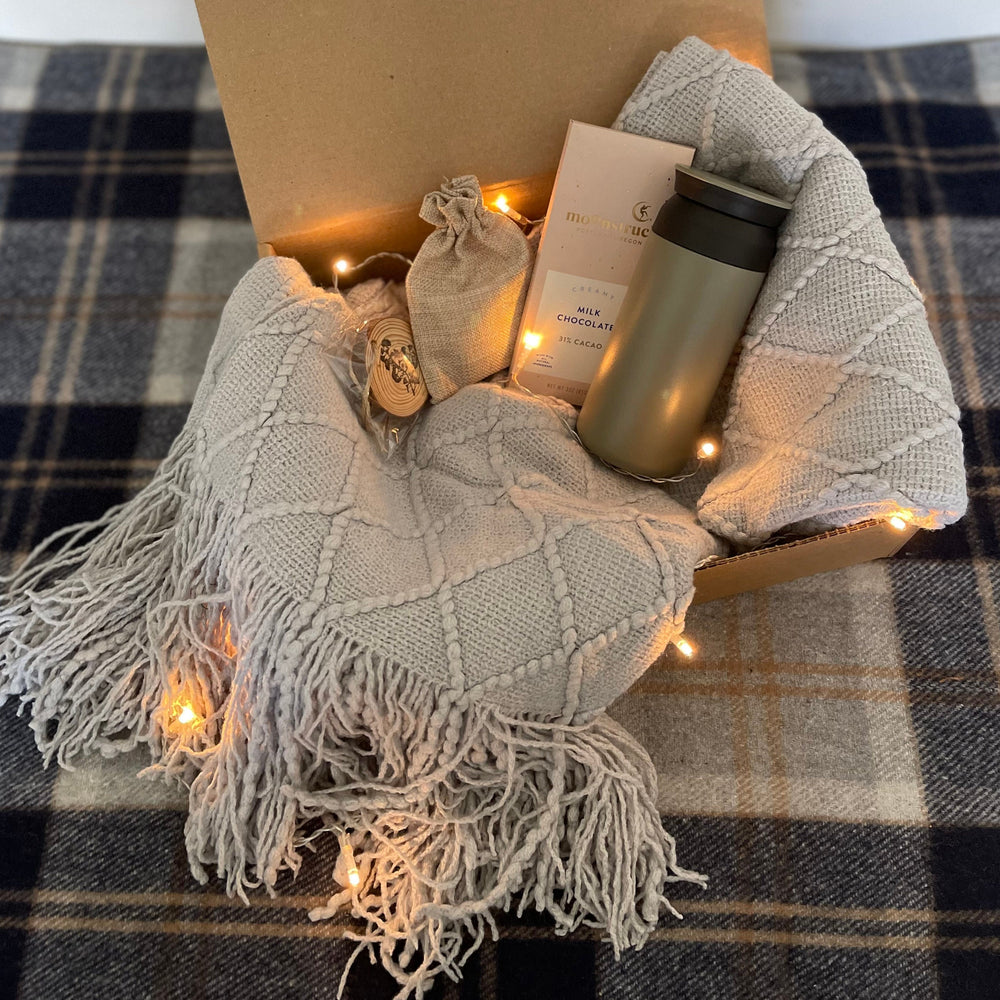 Hygge Gift Box with Blanket for DAD | Best Dad Present, Gift for Father's Day, Father’s Day Gift for Stepdad, Grandfather, Godfather, Dad - happyhyggegifts.com