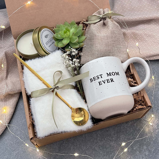 Gift Box For Mom with Succulent | Gift Set for First Time Mom | Cozy Gift for Her