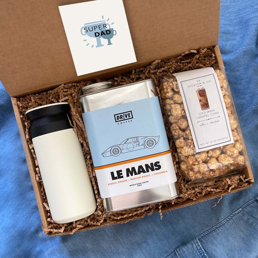 Gift Box for Men | Birthday Gift for Him | Unique Retro Gift Basket for Coffee Lovers