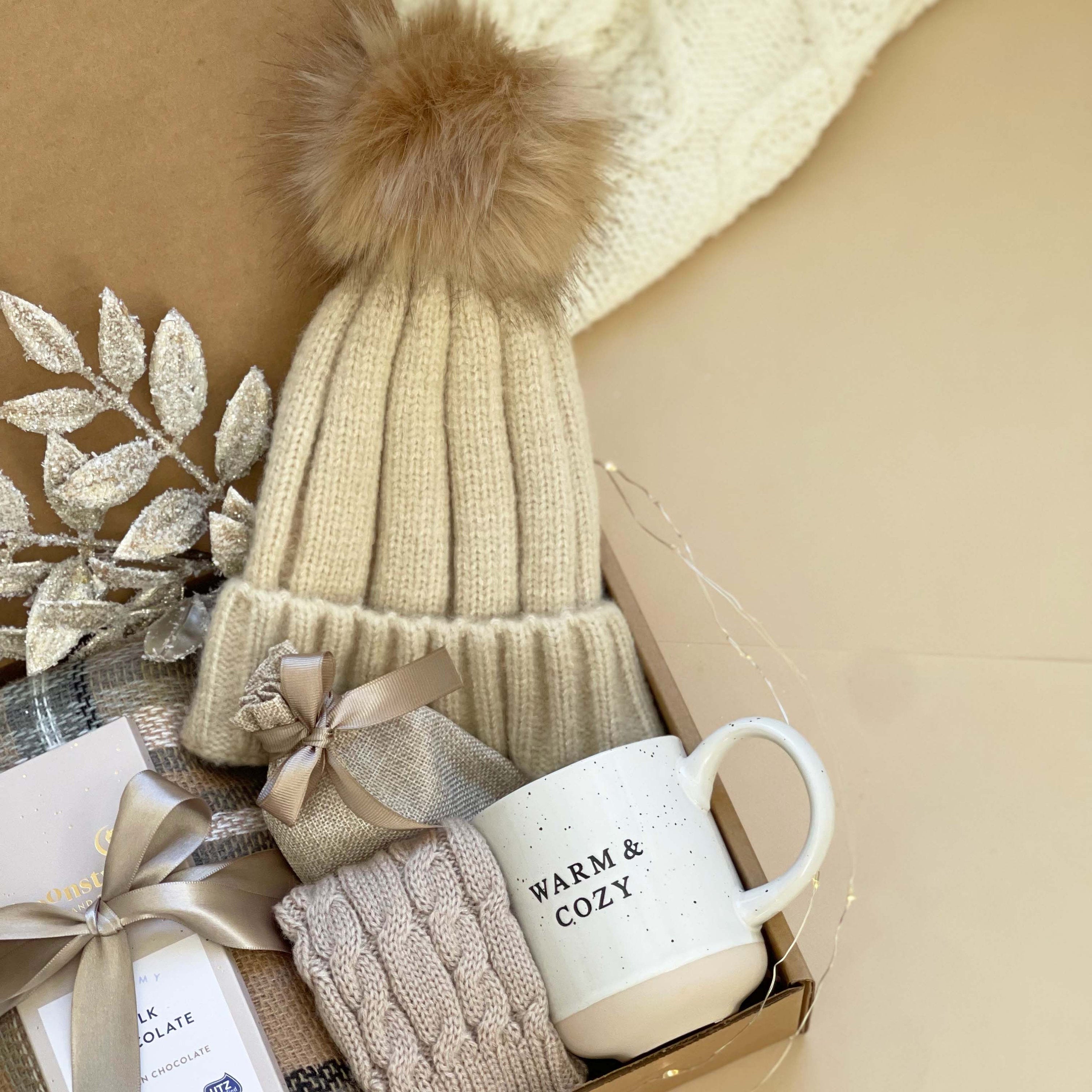 Winter Birthday Gift for Her with Scarf & Mittens | Hygge Self Care Gift  Box for Best Friend