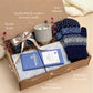 Holiday Gift Box for Him | Mens Winter Gift with Journal, Socks, Mittens, Chocolate, Candle