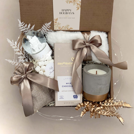 Christmas Self Care Gift Box for Her | Holiday Gift Box with Blanket, Socks  & Snow Globe